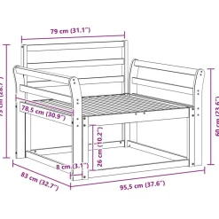 vidaXL Udendørs Mellem Sofa Massivt Akacietræ Naturfarvet