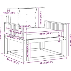 vidaXL Udendørs Mellem Sofa Massivt Akacietræ Naturfarvet
