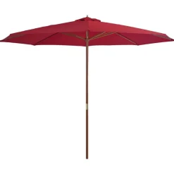 vidaXL udendørs parasol med træstang 350 cm bordeauxfarvet