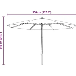 vidaXL udendørs parasol med træstang 350 cm bordeauxfarvet