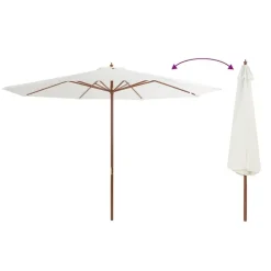 vidaXL udendørs parasol med træstang 350 cm sandhvid