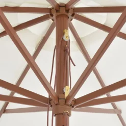vidaXL udendørs parasol med træstang 350 cm sandhvid
