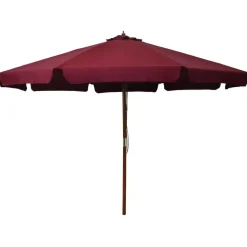 vidaXL udendørs parasol med træstang 330 cm bordeauxfarvet