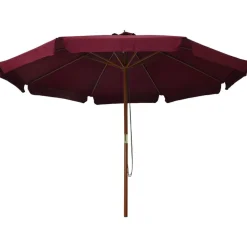 vidaXL udendørs parasol med træstang 330 cm bordeauxfarvet