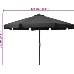 vidaXL udendørs parasol med træstang 330 cm antracitgrå