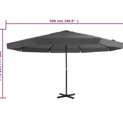 vidaXL udendørs parasol med aluminiumsstang 500 cm antracitgrå
