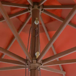 vidaXL udendørs parasol med træstang 350 cm terracottafarvet