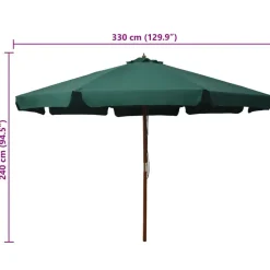 vidaXL udendørs parasol med træstang 330 cm grøn