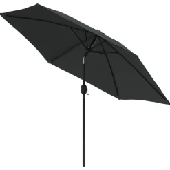 vidaXL udendørs parasol med LED-lys og stålstang 300 cm antracitgrå