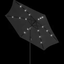 vidaXL udendørs parasol med LED-lys og stålstang 300 cm antracitgrå