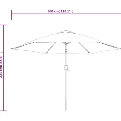 vidaXL udendørs parasol med LED-lys og stålstang 300 cm antracitgrå