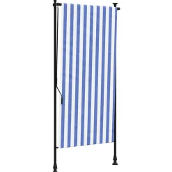 vidaXL udendørs rullegardin 100x270 cm stof og stål blå og hvid