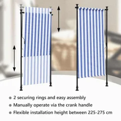 vidaXL udendørs rullegardin 100x270 cm stof og stål blå og hvid