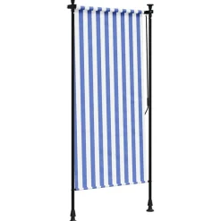vidaXL udendørs rullegardin 100x270 cm stof og stål blå og hvid