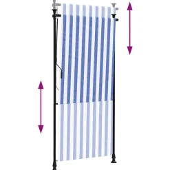 vidaXL udendørs rullegardin 100x270 cm stof og stål blå og hvid