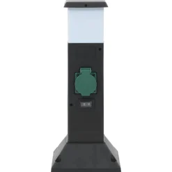 vidaXL udendørs søjle med stikkontakter og lampe + spyd 16x16x39,5 cm