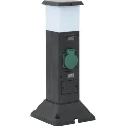 vidaXL udendørs søjle med stikkontakter og lampe + spyd 16x16x39,5 cm