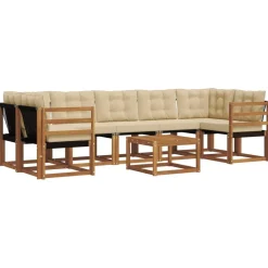 vidaXL Udendørs sofagruppe med pude 8 pcs Naturlig og Beige