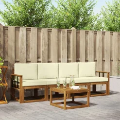 vidaXL Udendørs sofagruppe 5 pcs Naturlig og Fløde Massivt Akacietræ