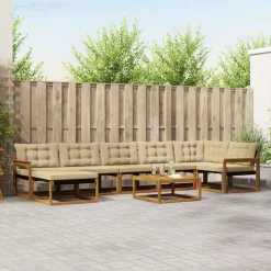 vidaXL Udendørs sofagruppe 22 pcs Naturlig og Beige Massivt Akacietræ