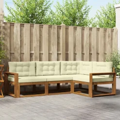 vidaXL Udendørs sofagruppe med pude 4 pcs Naturlig og Fløde