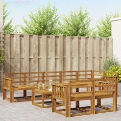vidaXL Udendørs sofagruppe 9 pcs Naturfarvet Massivt Akacietræ
