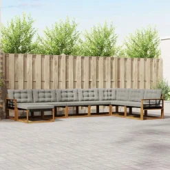 vidaXL Udendørs sofagruppe 8 pcs Naturlig og Lys Grå Massivt Akacietræ