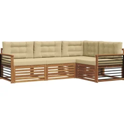 vidaXL Udendørs sofagruppe med pude 4 pcs Naturlig og Beige