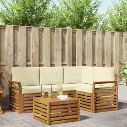vidaXL Udendørs sofagruppe 5 pcs Naturlig og Fløde Massivt Akacietræ