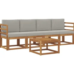 vidaXL Udendørs sofagruppe 5 pcs Naturlig og Lys Grå Massivt Akacietræ
