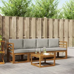 vidaXL Udendørs sofagruppe 5 pcs Naturlig og Lys Grå Massivt Akacietræ