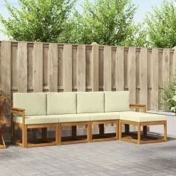 vidaXL Udendørs sofagruppe 5 pcs Naturlig og Fløde Massivt Akacietræ