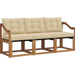 vidaXL Udendørs sofagruppe med pude 3 pcs Naturlig og Beige