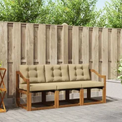 vidaXL Udendørs sofagruppe med pude 3 pcs Naturlig og Beige