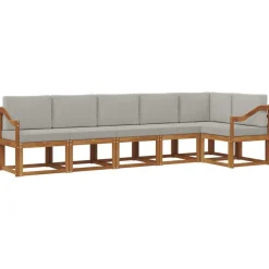 vidaXL Udendørs sofagruppe med pude 6 pcs Naturlig og Lys Grå