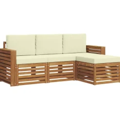 vidaXL Udendørs sofagruppe 4 pcs Naturlig og Fløde Massivt Akacietræ