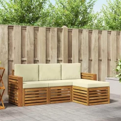 vidaXL Udendørs sofagruppe 4 pcs Naturlig og Fløde Massivt Akacietræ