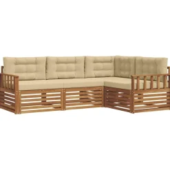 vidaXL Udendørs sofagruppe med pude 4 pcs Naturlig og Beige