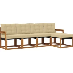 vidaXL Udendørs sofagruppe med pude 5 pcs Naturlig og Beige
