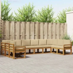 vidaXL Udendørs sofagruppe med pude 10 pcs Naturlig og Beige