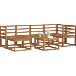 vidaXL Udendørs sofagruppe 7 pcs Naturfarvet Massivt Akacietræ