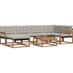 vidaXL Udendørs sofagruppe 7 pcs Naturlig og Lys Grå Massivt Akacietræ