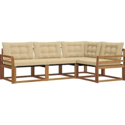 vidaXL Udendørs sofagruppe med pude 4 pcs Naturlig og Beige