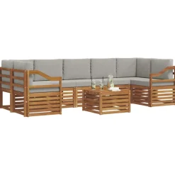 vidaXL Udendørs sofagruppe 8 pcs Naturlig og Lys Grå Massivt Akacietræ