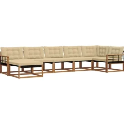vidaXL Udendørs sofagruppe 21 pcs Naturlig og Beige Massivt Akacietræ