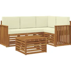 vidaXL Udendørs sofagruppe 5 pcs Naturlig og Fløde Massivt Akacietræ