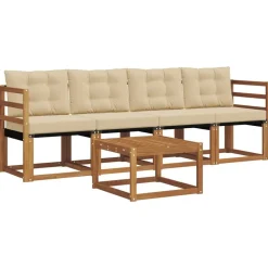 vidaXL Udendørs sofagruppe med pude 5 pcs Naturlig og Beige