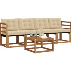 vidaXL Udendørs sofagruppe med pude 5 pcs Naturlig og Beige