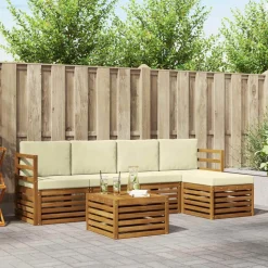 vidaXL Udendørs sofagruppe 6 pcs Naturlig og Fløde Massivt Akacietræ