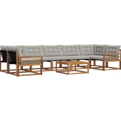 vidaXL Udendørs sofagruppe med pude 8 pcs Naturlig og Lys Grå